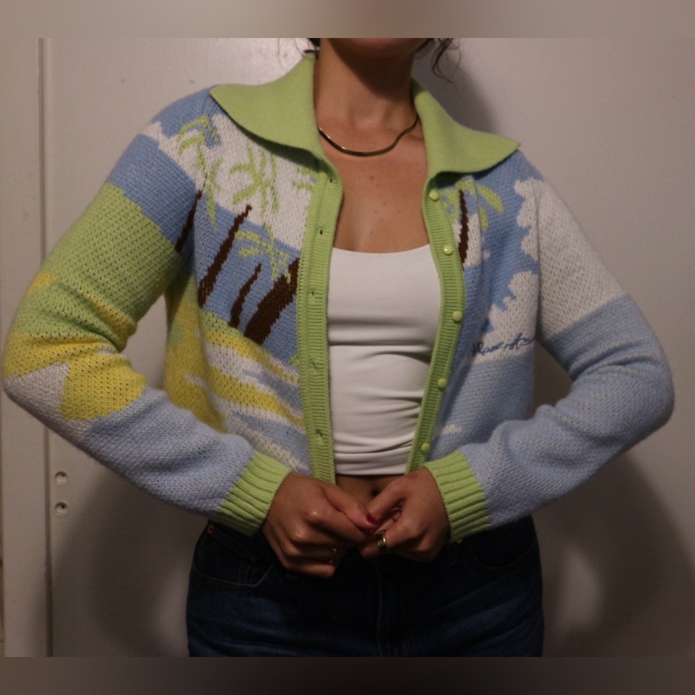 House of Sunny Pastel Landscape Cardigan